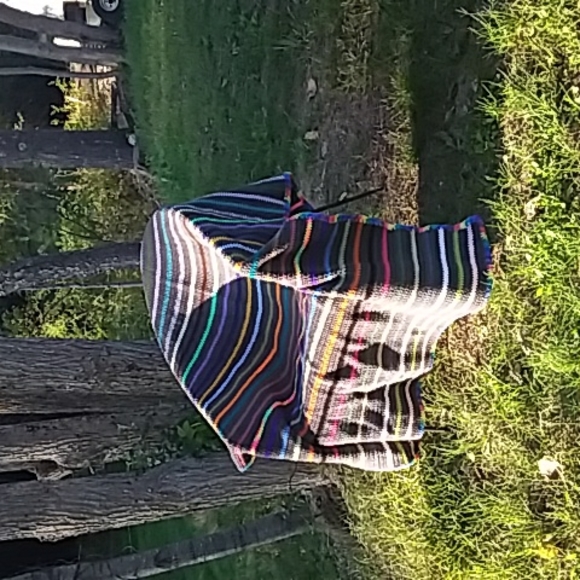 New Afgan Crochet Throw Blanket Twin Straight Colorful Lines Between Grey - Picture 4 of 5